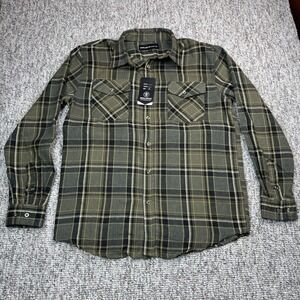 Molokai Surf Co Shirt Mens Small Flannel Button Up Green Plaid NWT